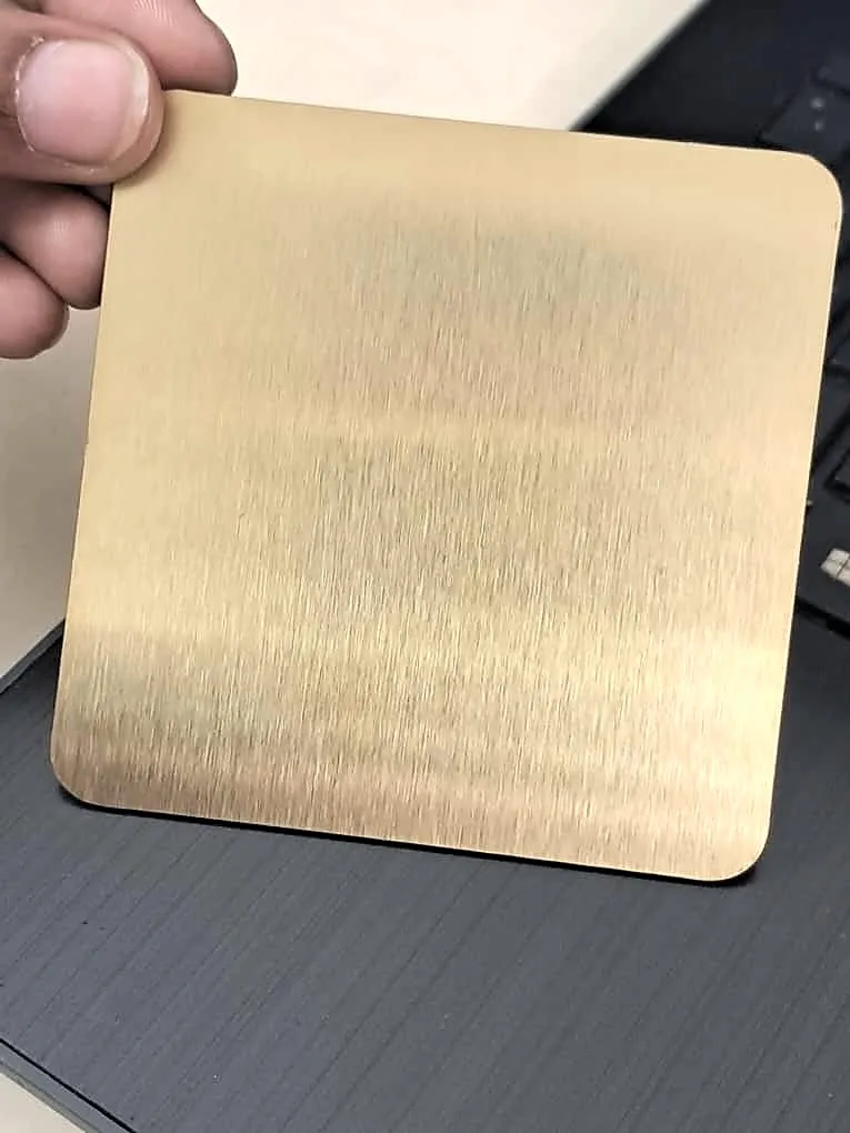 Champagne gold hairline stainless steel sample